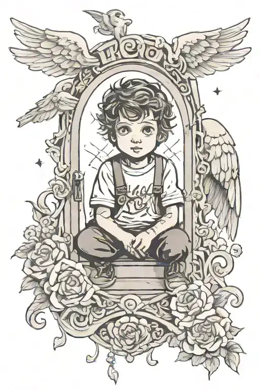 Lost Boy Child Waiting In Heaven Door For Me