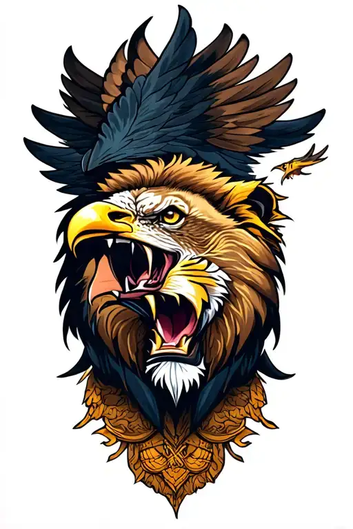 Lion And Eagle Tattoo Design