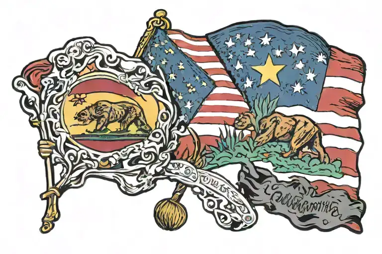 California Flag And Arizona Flag Intertwined