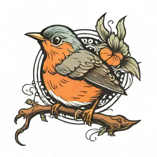 Robin Bird And Number 7