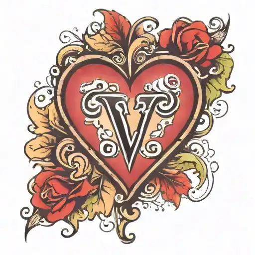 Heart With Initial V