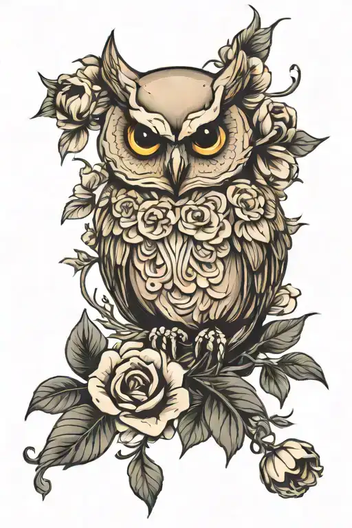 Owl Skull Flowers