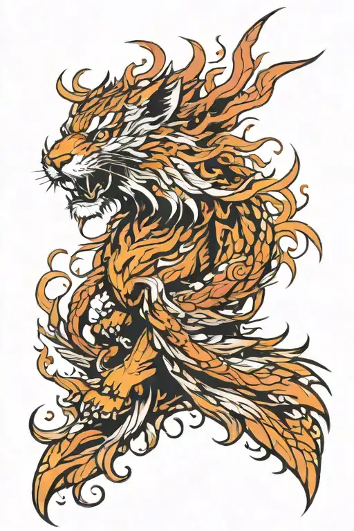Pheonix Rising With Tiger Head