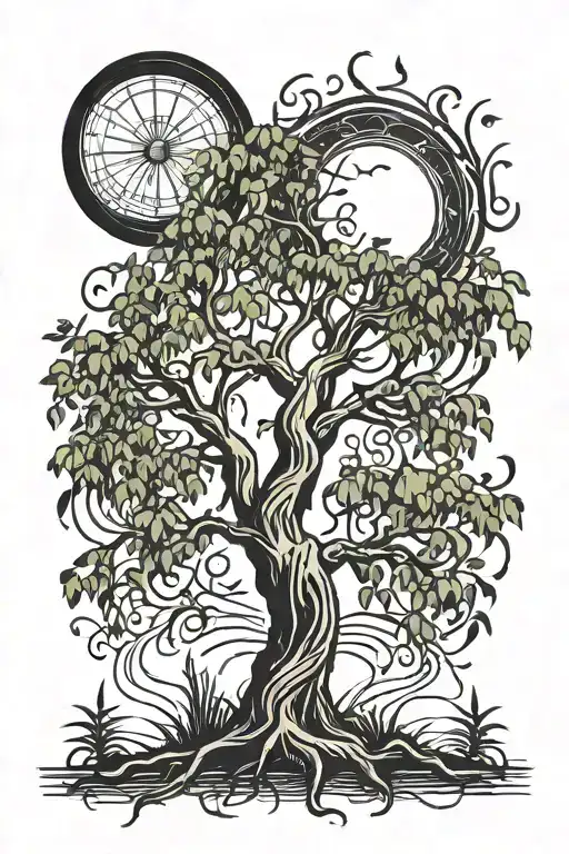 Willow Tree With A Sun And Words Around The Outside In Nice Writing