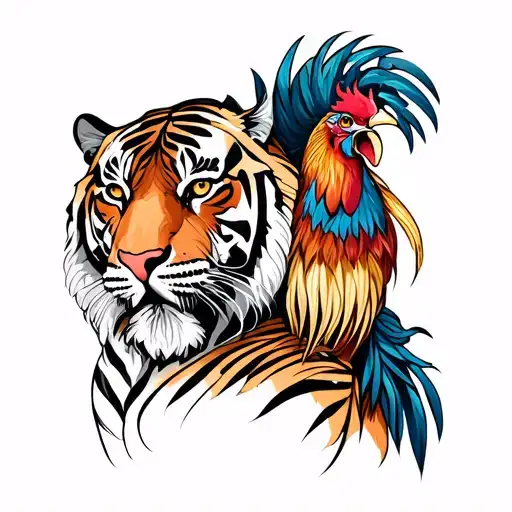 Tiger And A Rooster