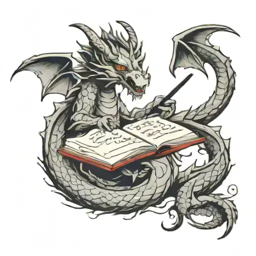 Dragon Writing Its Future In A Book