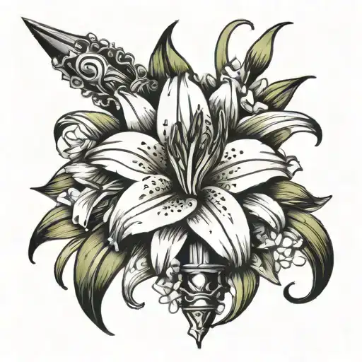 Lilies Wrapped Around Dagger