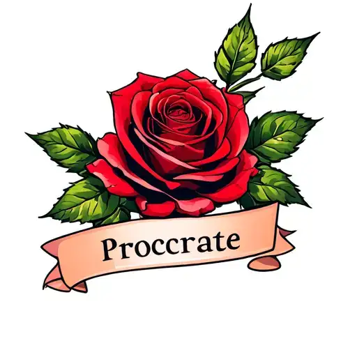 Red Rose On The Neck With The Name