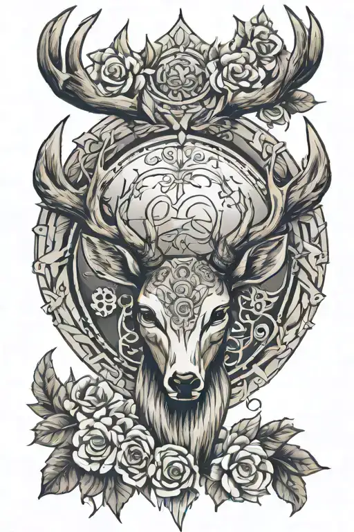 Deer Horns And Wings Spread