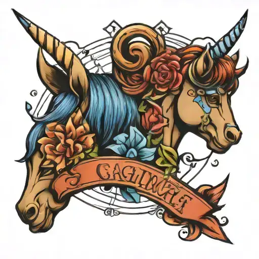 Gemini And Sagittarius Combine Tattoo Design