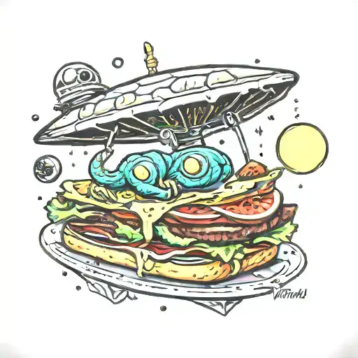 Alien Abduction Spaceship Turkey Sandwich