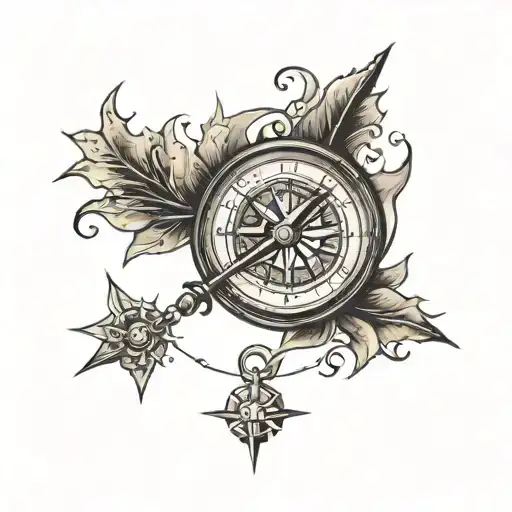 Compass Pointing North Tattoo Design