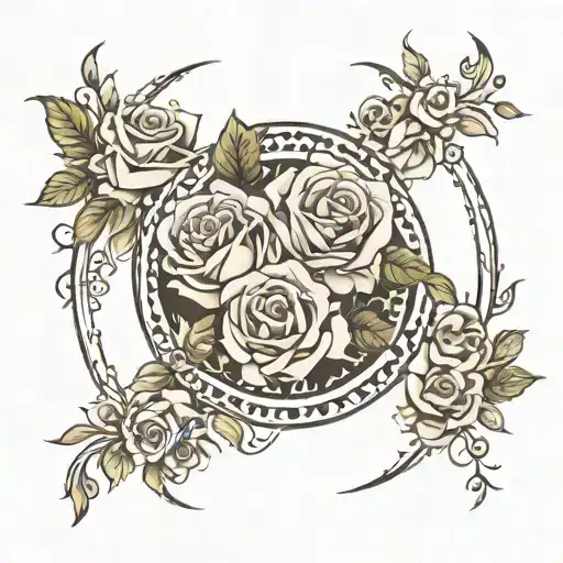 13 Roses In A Circle Border With Open Center