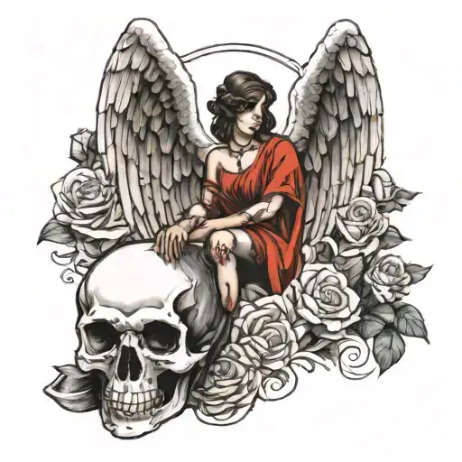 A Angel Sitting On A Skull