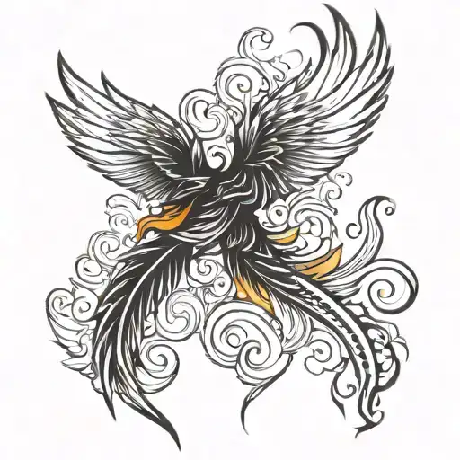 Lace Phoenix Feather Out Of Fire Coming