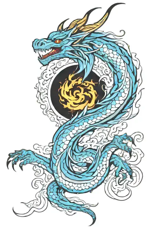 Dragon Breathing Blue Fire