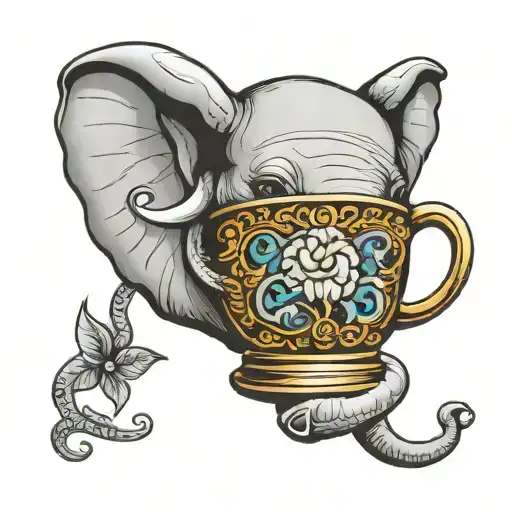 Elephant Drining Coffee Cup