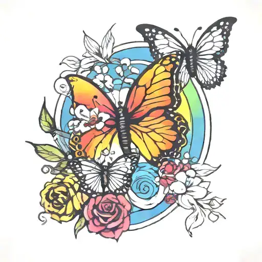 Butterflies And Rainbow