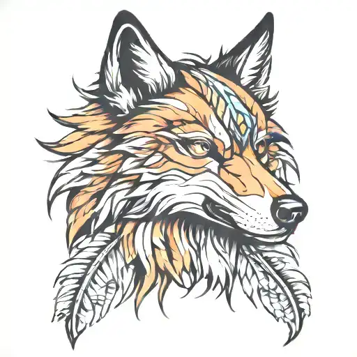 Feather And Wolf Head