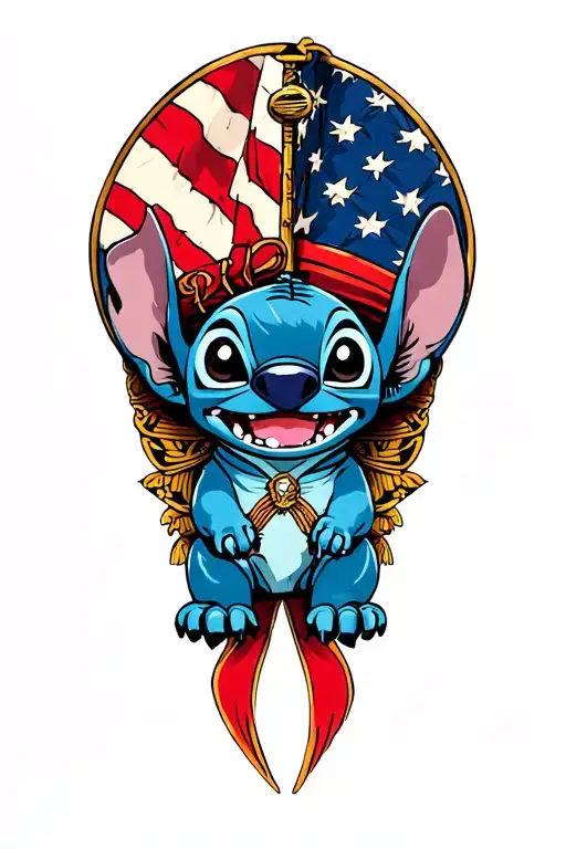 Stitch With Flag