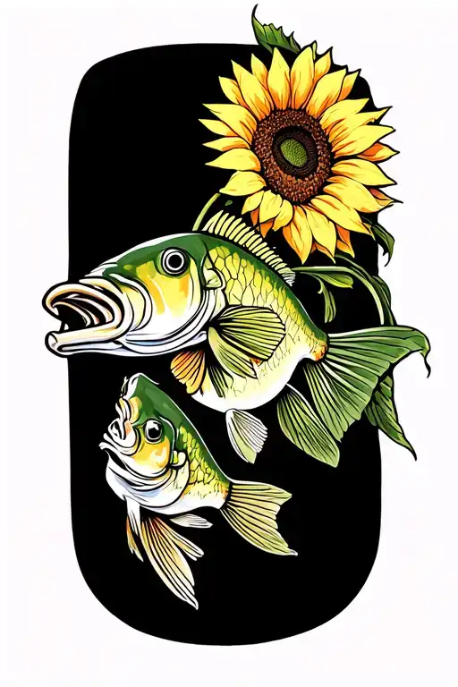 Bass Fish With Sunflower