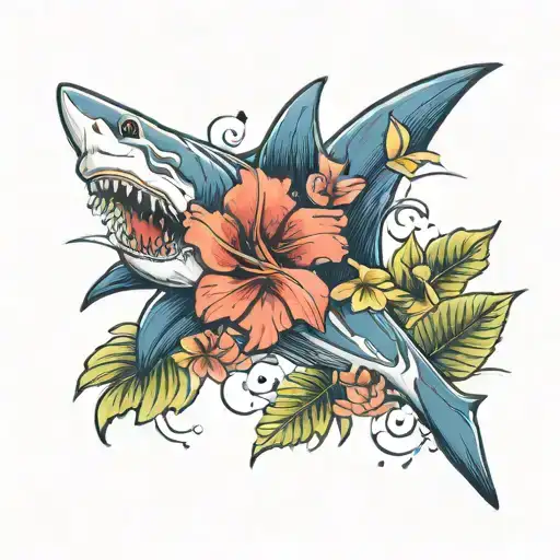 Shark And Hibiscus Flower