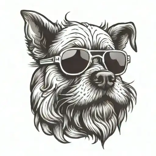 Dog Wearing Sunglasses With A Beard