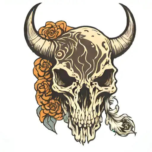 Bison Skull Spiritual Symbol Merging