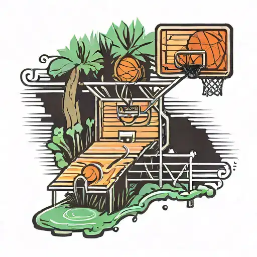 Basketball Court Overlapping Football Field