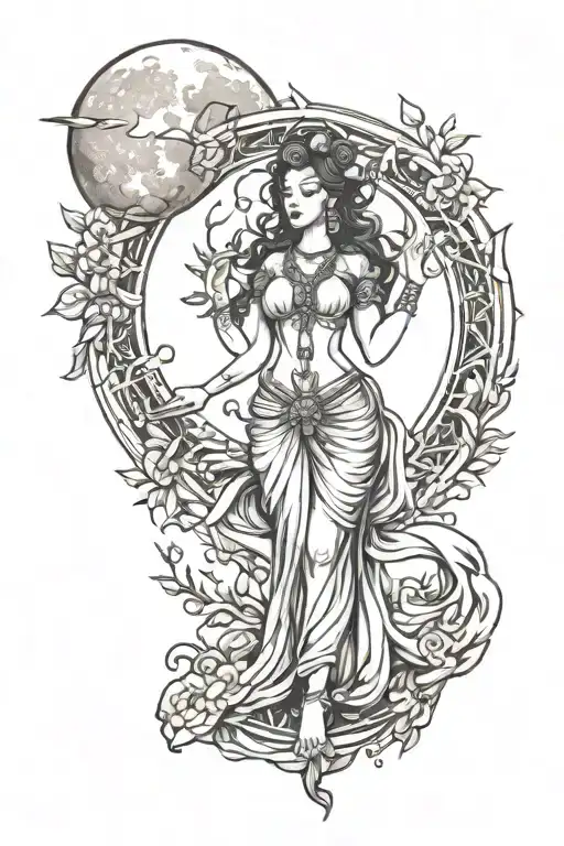 Wisdom Goddess Full Body Moon Rising