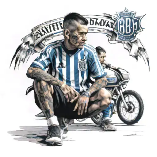 Stadium Racing Club Of Avellaneda Football With A Child Next To His Father