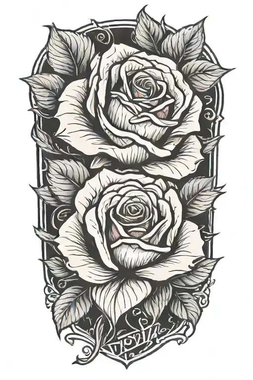 A Rose With Stem And Leaves