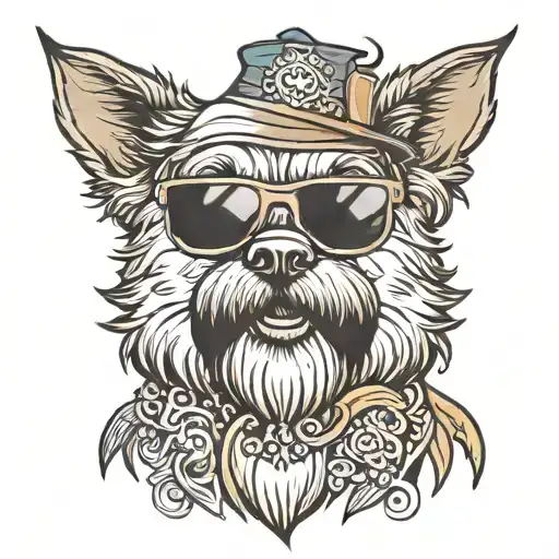 Dog Wearing Sunglasses With A Beard
