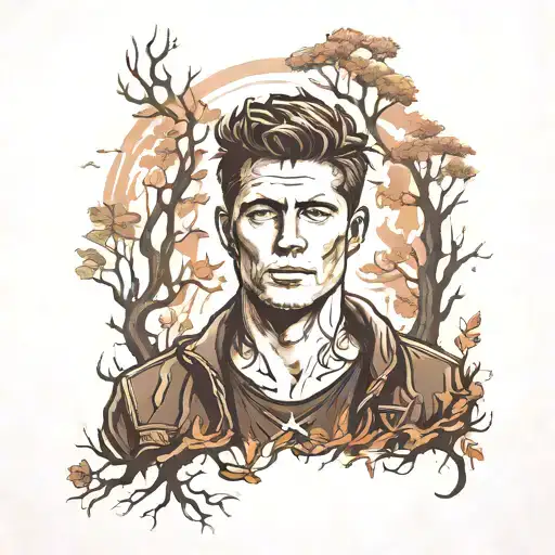 Dean Winchester Walking Through A Supernatural Forest