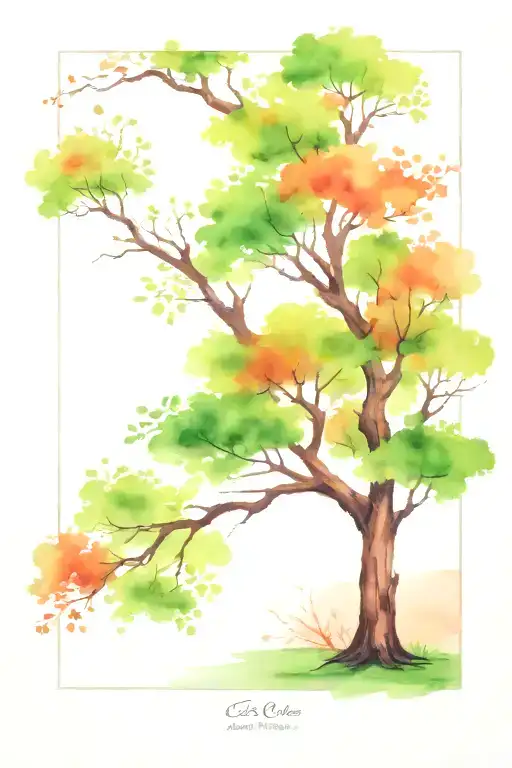Watercolor Trees Tattoo Vibrant Color On Left Side Lots Of Branches