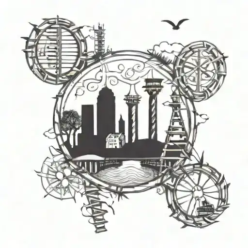 Dna With Country Suburb And City Skyline