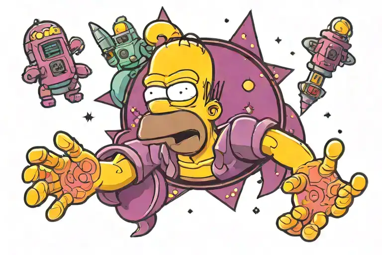 Homer Simpson In Outer Space Purple Galaxy
