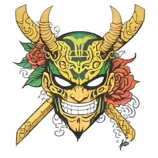 Zoro One Piece Oni Mask Surrounded