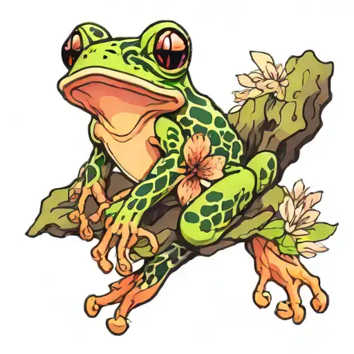 Frog In Sakura Stick