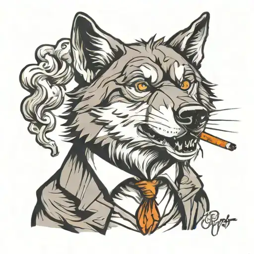 Wolf Smoking Cigarette