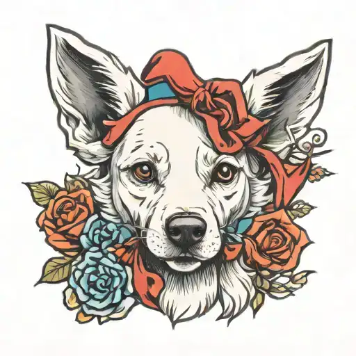 White Dog As A Rosie The Riveter