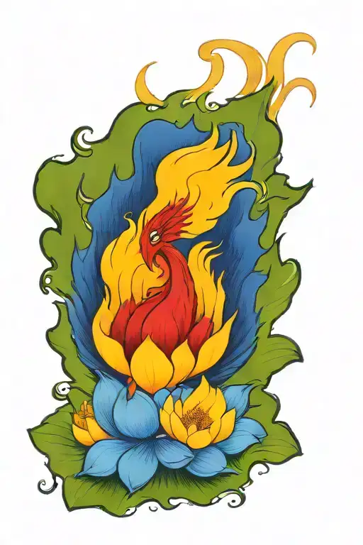 Pheonix Rising From A Lotus Flower