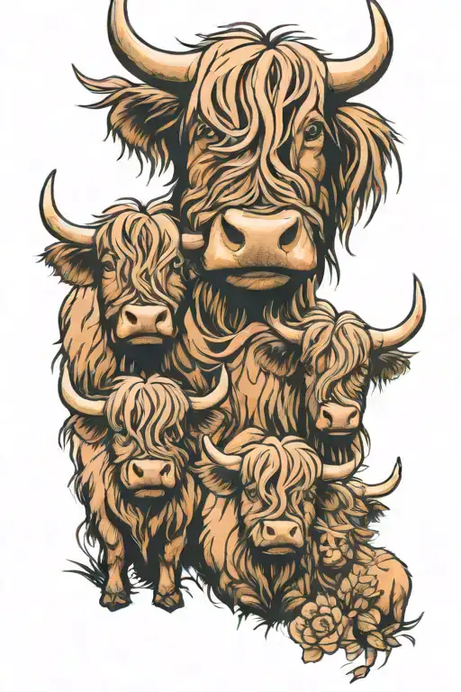 Highland Cow Family Portrait