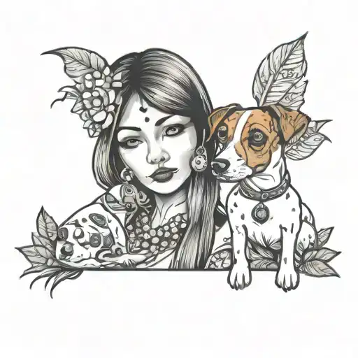 Indians Wife And Baby Daughter And Jack Russell Puppy