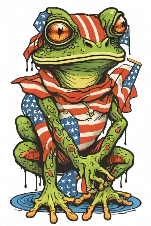 Frog And Us Flag