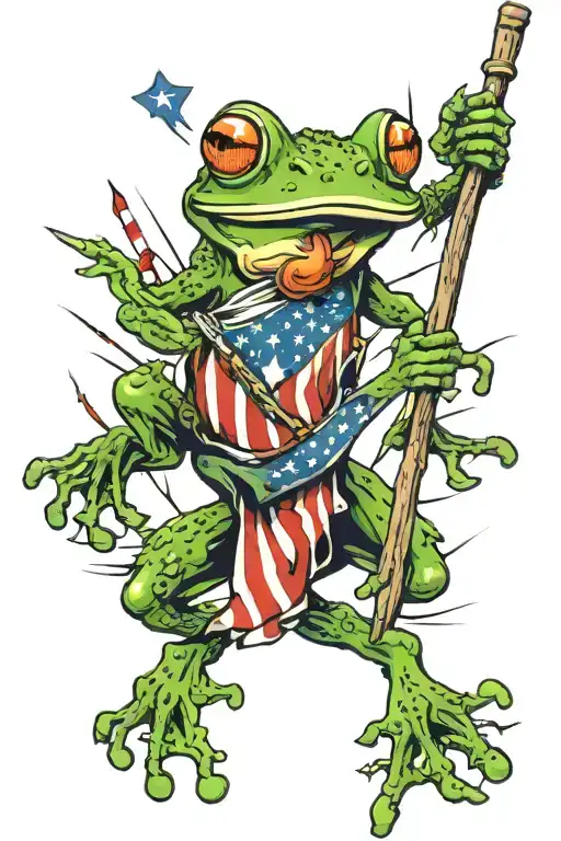Frog And Us Flag Ripping