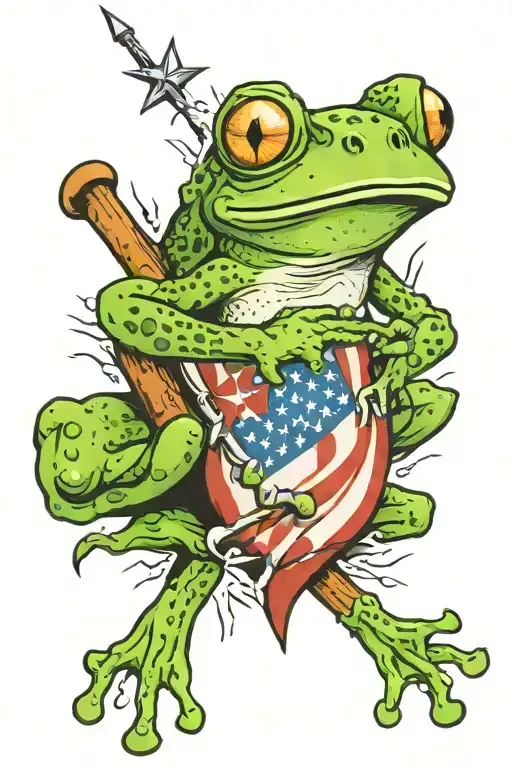 Frog And Us Flag Ripping
