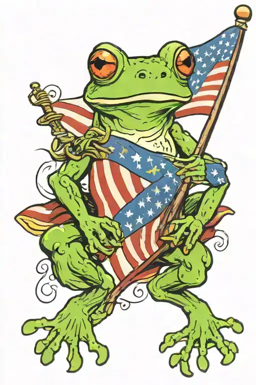 Frog And Us Flag