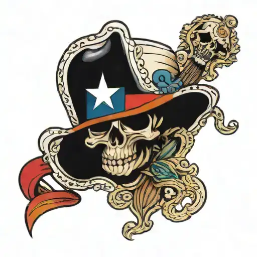 Texas Flag And Skull Cowboy Skull