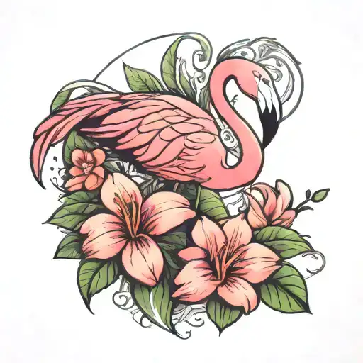 Flamingo With Flower